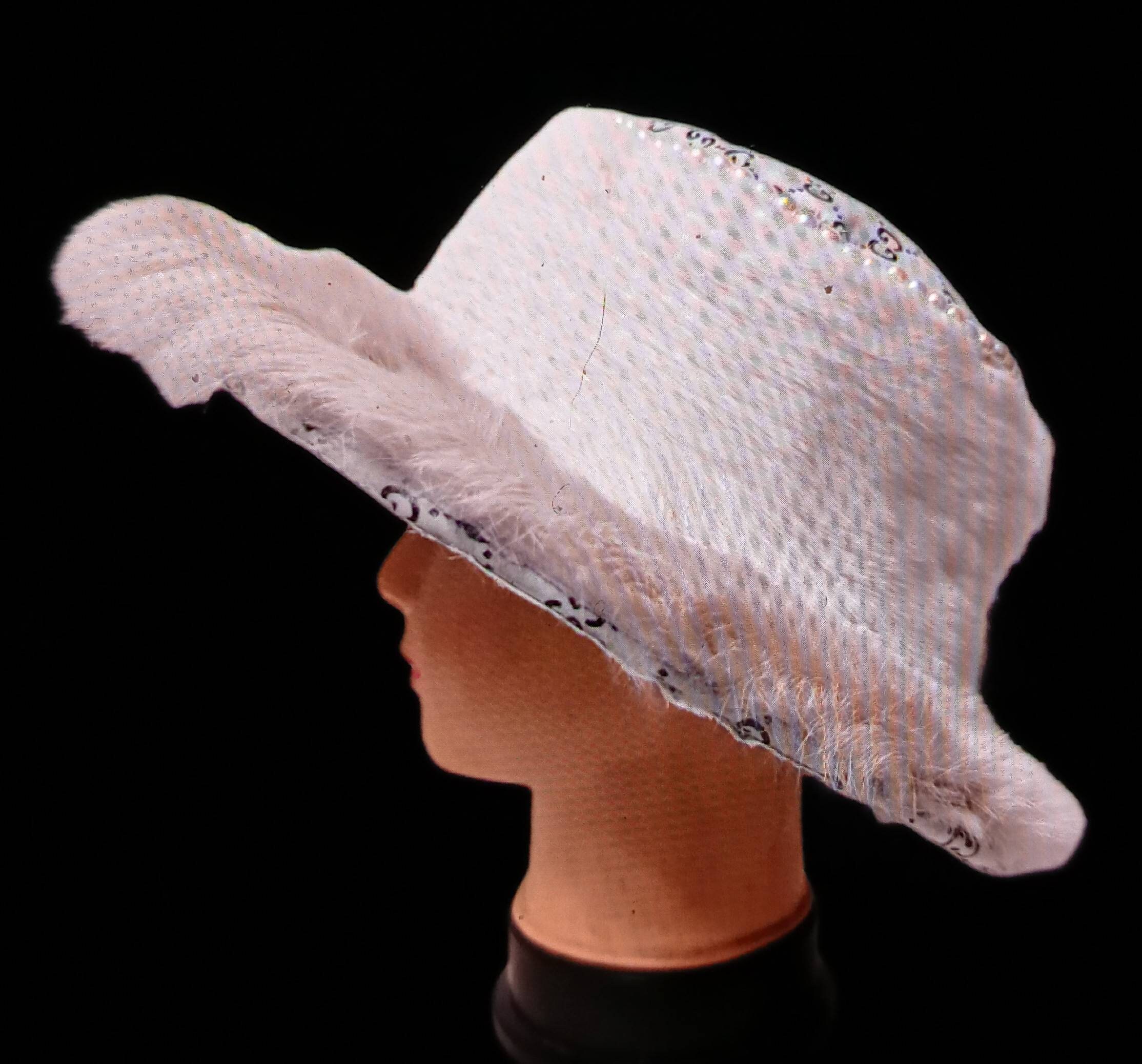 Buy White Rabbit Fur With off White Brim Hat Handmade Online in