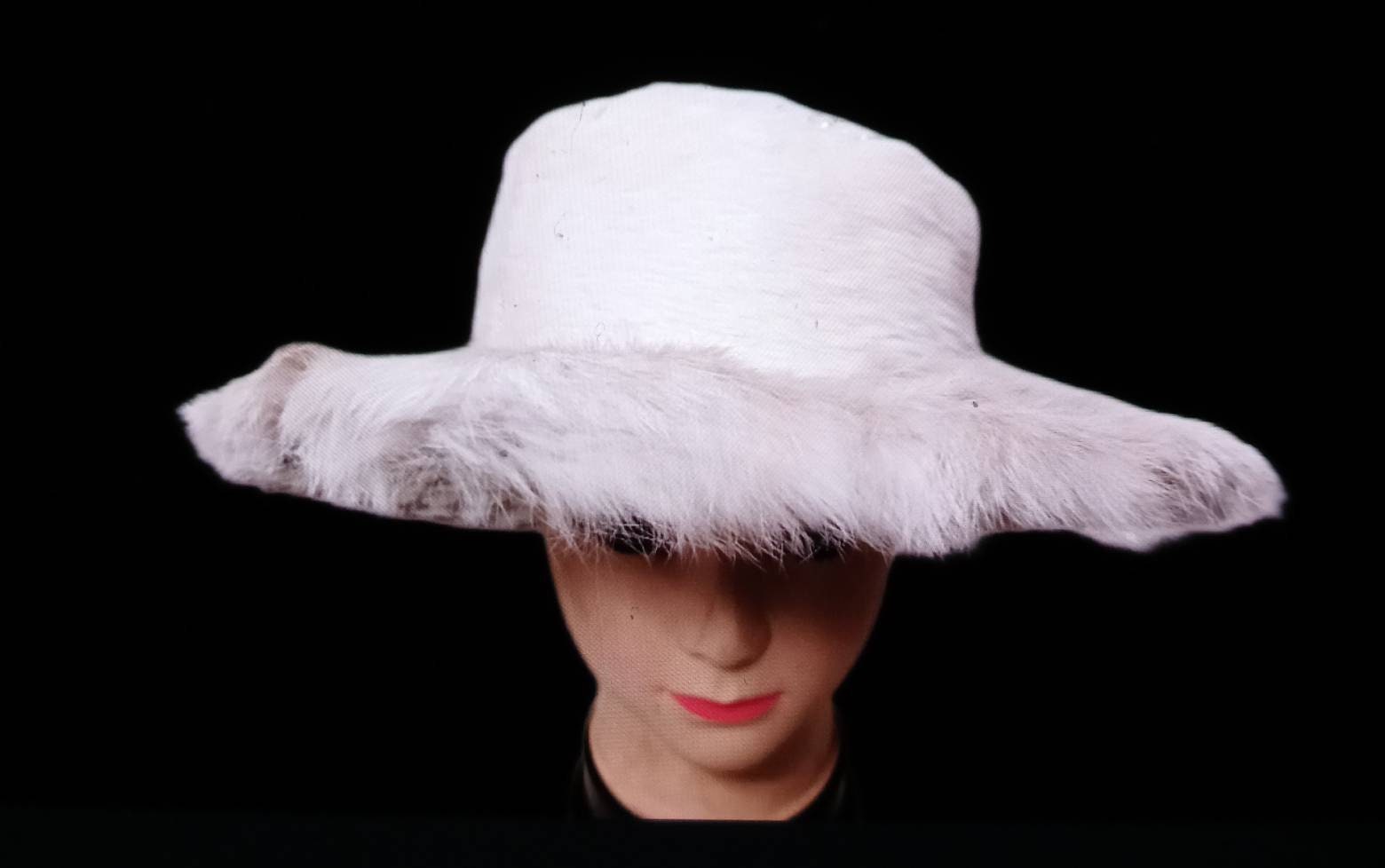 Buy White Rabbit Fur With off White Brim Hat Handmade Online in