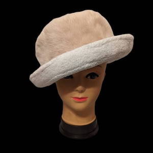White Flux Fur and Rabbit fur Brim Hat