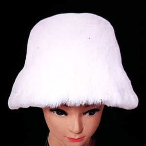 BUCKET HAT White Soft Flux Fur Bucket Hat, Plush Warm Fuzzy Fluffy Winter Hat, Fur Bucket Hat for a Woman or a Man