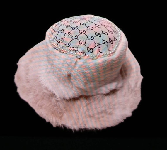 White Rabbit Fur With off White Brim Hat Handmade - Etsy