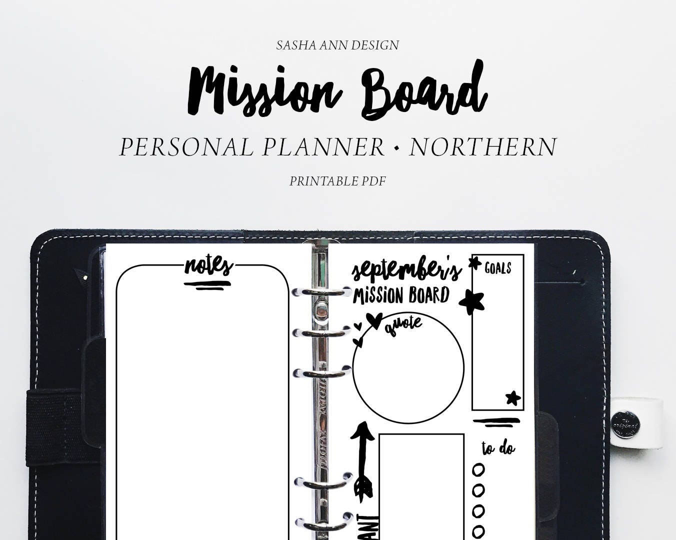 Personal Planner Mission Board with Note Page Printable | Etsy