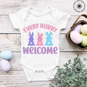 Every Bunny Welcome SVG, Easter svg, Easter bunny, Peeps, Easter Egg hunt, sublimation design, svg cut file, cricut, silhouette, cameo, dxf