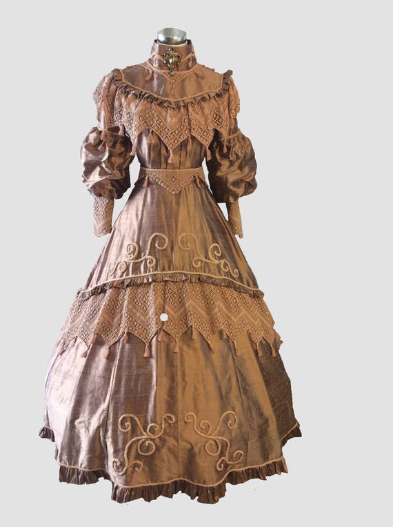 copper silk dress