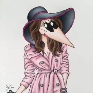 Girly Spy Art Print Fashion Cartoon Character 8x10 Spy Vs Spy image 1