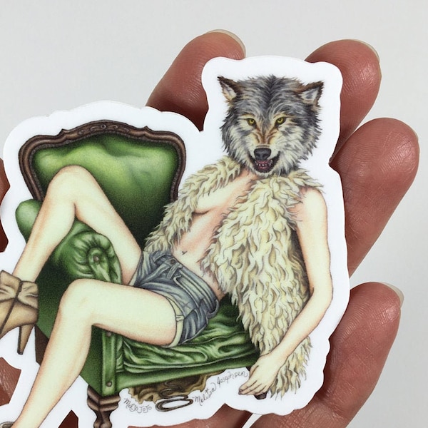 Of Wolf and Woman Burlesque Pinup Sexy Sticker