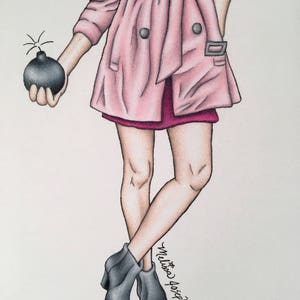 Girly Spy Art Print Fashion Cartoon Character 8x10 Spy Vs Spy image 5