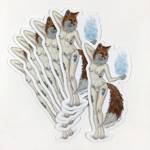 Burlesque Pinup Sparkle Fox Model Sticker image 4