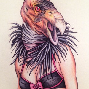 Burlesque Pinup California Condor Gurl Mature 11x14 Art Print image 1