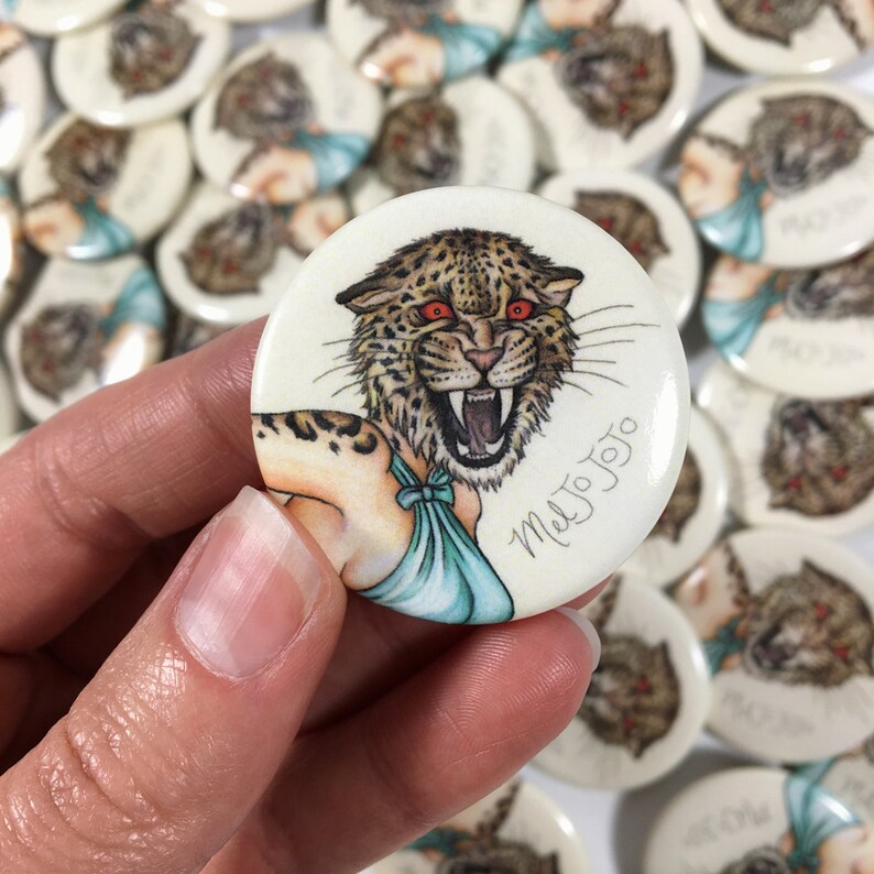 Pinup Burlesque Artwork Leopard Woman Pinback Button Pins image 5