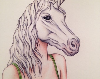 Burlesque Pinup Fantasy Unicorn (Mature) Art Print 11x14