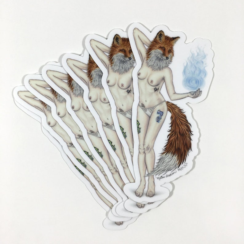 Burlesque Pinup Sparkle Fox Model Sticker image 7