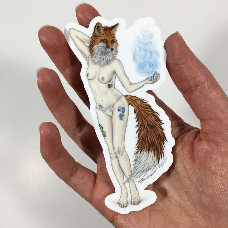 Burlesque Pinup Sparkle Fox Model Sticker image 2