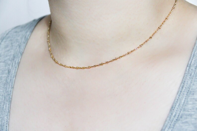 Gold Balls Waterwave Satellite Chain Gold Chain Choker Gold Choker Necklace Thin Gold Necklace Layering Necklace Dainty Chain Gifts