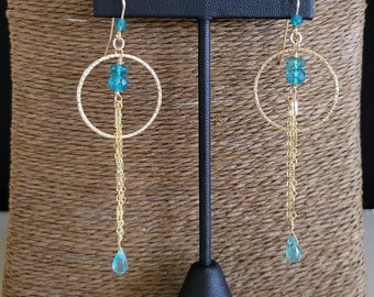 Pendientes de lágrima con borlas de apatita de neón
