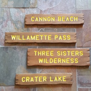 Campground signs, customizable, carved, routed, cedar, hand painted, park style small 1.5 inch font, campsite, Pacific crest trail, camping