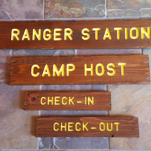 Campground signs, Park signs, customizable, carved, routed, cedar, hand painted, National park style medium 2.25&quot; font, campsite, camping