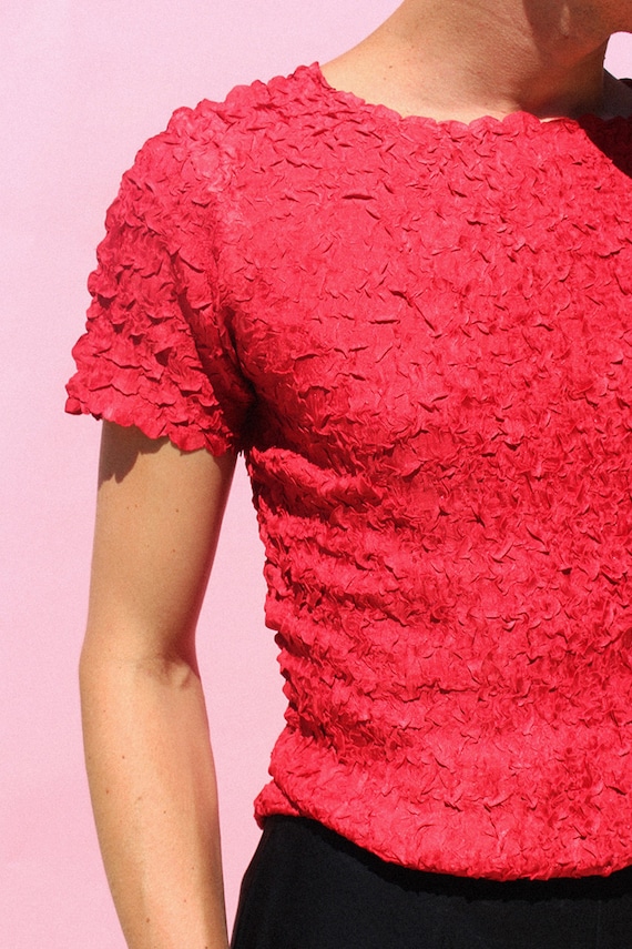 Vintage Cherry Red Crinkled Shirt