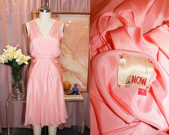 1960's Coral Pink Silk Two-Piece Dress Set (S/M)