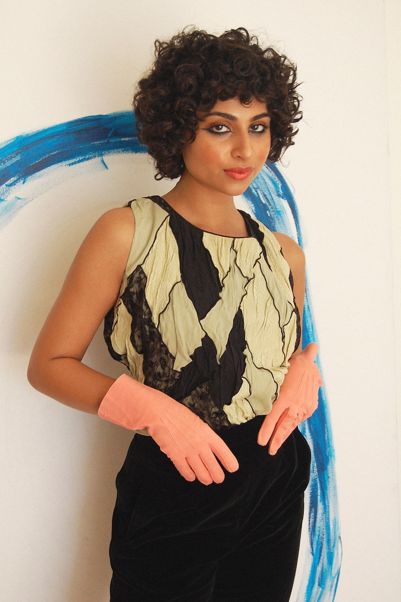 Multi-Color Harlequin Diamond Patchwork Silk Top