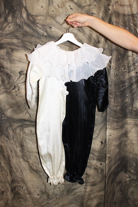 1950s Black & White Satin Jester Kids Costume