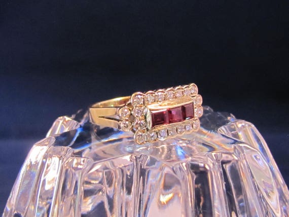 Vintage/Estate Art Deco Ruby Diamond Yellow Gold … - image 5
