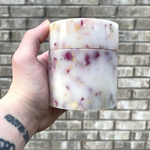 Large Floral Resin Jar | Bridal Cosmetic Decorative Storage Stash Jar