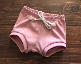 Organic Infant/Toddler Faux Drawstring Solid Color Shorties, Bummies