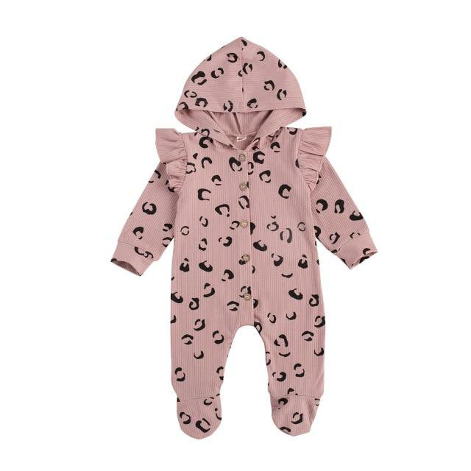 Baby Hooded Leopard Print Onesie Etsy