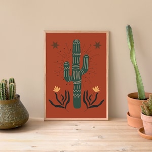 Western Cactus | Western Decor | Western Room Decor | Western Art | Western Boho Decor | Cactus Print | Cactus Wall Art | Cactus Art