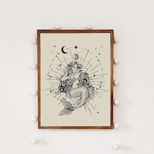 Celestial Mermaid Mermaid Print Mermaid Art Print Mermaid Wall Art Mermaid Wall Decor Mermaid Art Mermaid Home Decor image 1