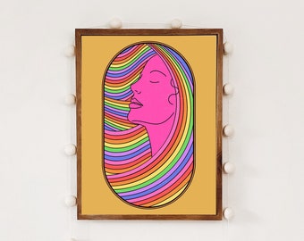 wallpapers 70S Rainbow Art 70s rainbow print etsy