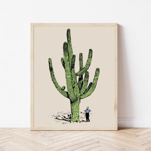 homme cactus Impression de cactus Décoration murale cactus Art mural cactus Décoration cactus Art du désert Impression sud-ouest Décoration du désert Saguaro image 1