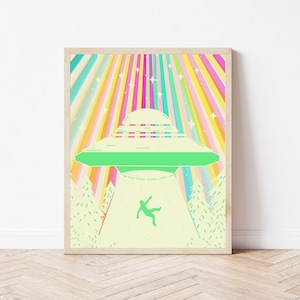 Alien Abduction | Alien Art | UFO Decor | Alien Print | Alien Decor | UFO Art Print | Alien Art Print | Alien Wall Art | UFO Wall Art