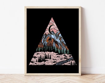 Triangle Mountains | Boho Decor | Boho Art Print | Mountains Print | Nature Wall Art | Psychedelic Wall Art | Psychedelic Print