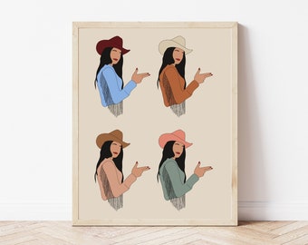 Multi Cowgirl | Cowgirl Art | Cowgirl Decor | Southwestern Wall Art | Southwestern Decor | Western Decor | Desert Decor