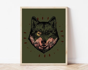 Wolf Art Print | Wolf Wall Art | Southwestern Decor | Wildlife Wall Art | Western Room Decor | Rustic Wall Art