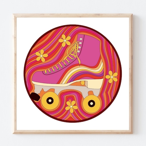 Roller Skate Print Roller Skate Wall Art Retro Roller Etsy