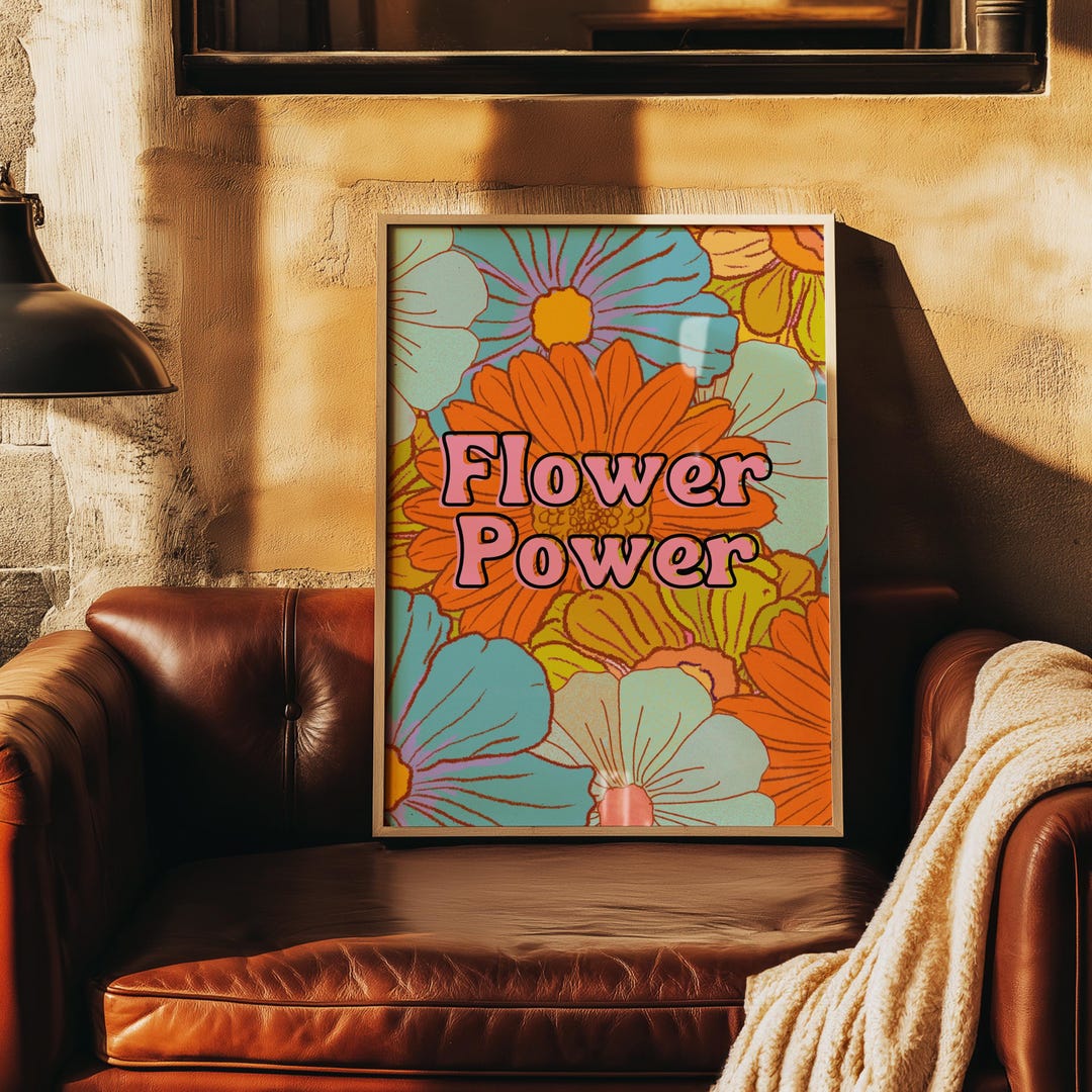 Flower Power Print | 70s Hippie Decor | 1960s Retro Art - Etsy