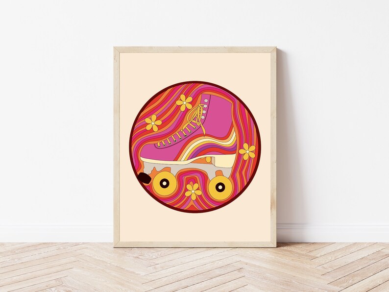 Roller Skate Print Roller Skate Wall Art Retro Roller Etsy