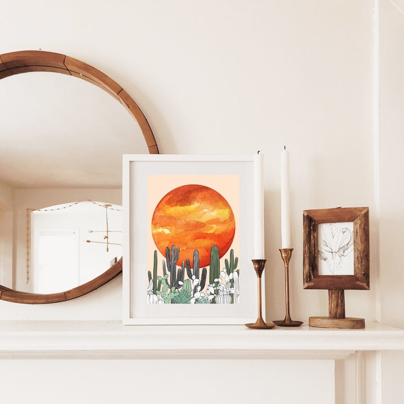 Cactus Sunset Desert Art Print | Texas Desert Wall Decor image 4