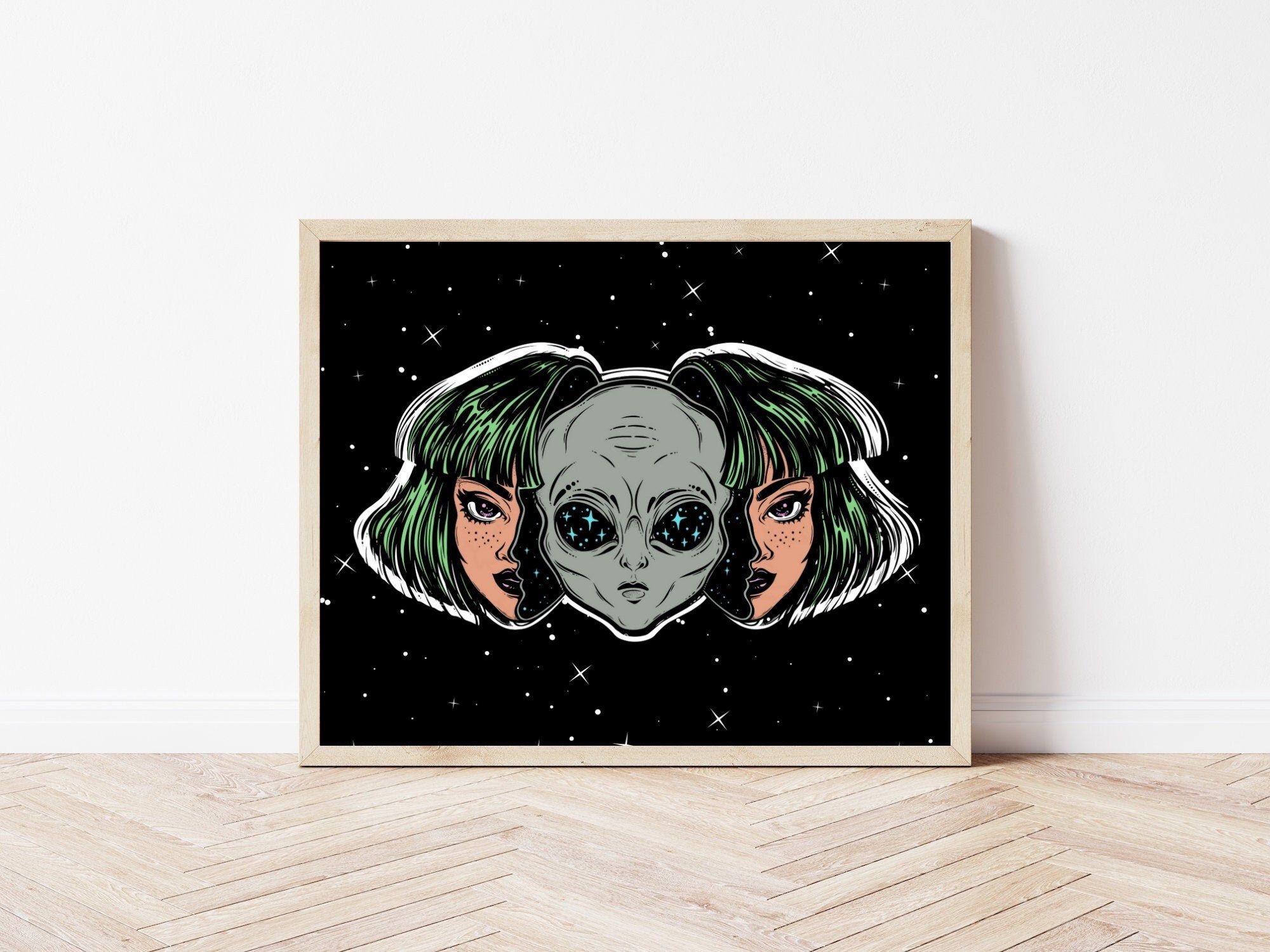Alien Girl Art Print | Cosmic Space Wall Decor - Etsy
