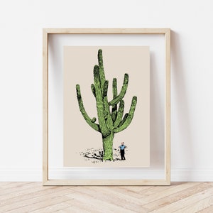 homme cactus Impression de cactus Décoration murale cactus Art mural cactus Décoration cactus Art du désert Impression sud-ouest Décoration du désert Saguaro image 2