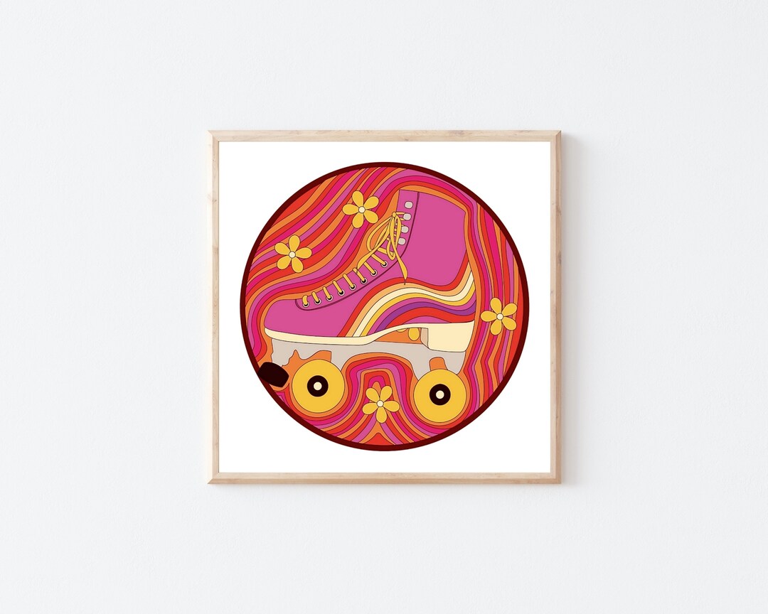 Roller Skate Print Roller Skate Wall Art Retro Roller Etsy