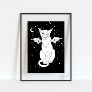 Hell Cat Halloween Decor Halloween Print Witchy Decor Black Cat Print Black Cat Wall Art Witchy Wall Art Halloween Cat image 2