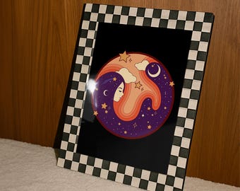 Space Goddess Retro Wall Art | 70s Hippie Home Decor Print