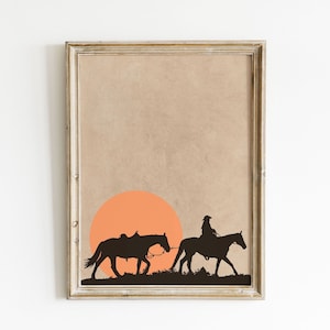 Cowboy Sun 2 | Cowboy Art Print | Cowboy Decor | Western Room Decor | Southwest Wall Art | Horse Art | Desert Decor | Rustic Farmhouse Art