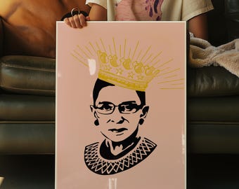 Cuadro decorativo de Ruth Bader Ginsburg / Lámina con retrato de la famosa RBG