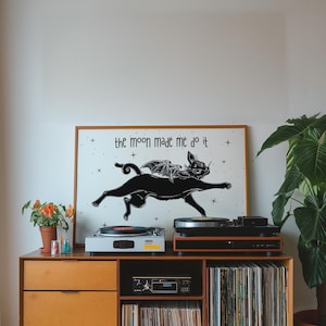 Witchy Cat Wall Art | The Moon Made Me Do It Halloween Decor