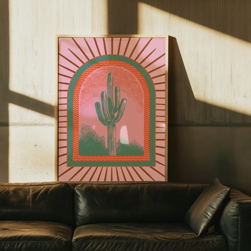 Impression de cactus électrique | Décoration murale désert du sud-ouest